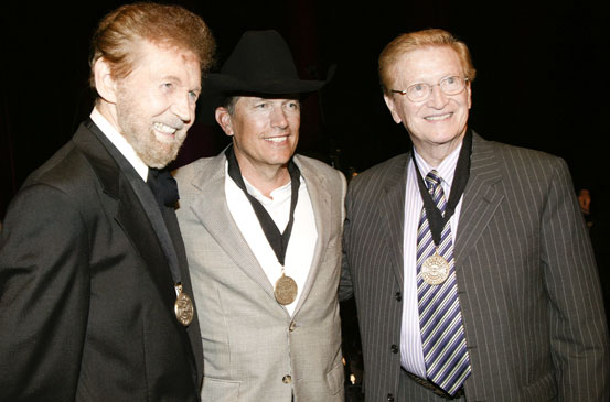 COUNTRY MUSIC HALL OF FAME INDUCTION: A photo for the ages... Three men whose talents, recordings
