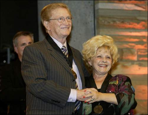 Dear friend Harold Bradley receiving his Hall Of Fame Medallion from another dear friend and Hall